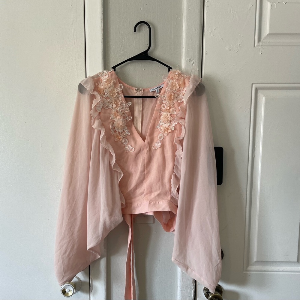 Fashion Nova Flower Tie Up Blouse